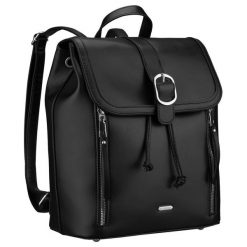 Czarny, niewielki plecak damski ze skóry ekologicznej wyposażony w nóżki ochronne Rovicky R-L61409. Brązowe plecaki damskie ROVICKY, bez wzorów, ze skóry ekologicznej. Za 126.99 zł.