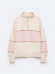 Bluza damska ze stójką zapinaną na zamek kremowa Rozalina 103. Białe bluzy bez kaptura damskie Big Star, l, z dresówki. W wyprzedaży za 79.99 zł.