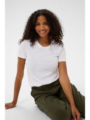 Kaffe Koszulka w kolorze białym rozmiar: S. Białe bluzki damskie Kaffe, s, bez wzorów, z bawełny, bez kołnierzyka, bez ramiączek. Za 56.99 zł.