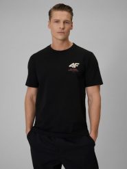 T-shirt regular gładki męski 4F 4FRSS26TTSHM3990. Szare t-shirty męskie 4f, m, bez wzorów, z bawełny, bez kołnierzyka. Za 69.99 zł.
