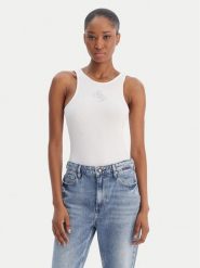 Guess Top W6RP39 KD092 Biały Regular Fit. Białe topy damskie Guess, l, z aplikacjami, z syntetyku, bez ramiączek. Za 179.99 zł.