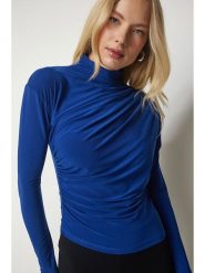 Happiness Istanbul Koszulka w kolorze niebieskim rozmiar: 38. Niebieskie bluzki damskie Happiness Istanbul, bez wzorów, bez kołnierzyka, bez ramiączek. Za 56.99 zł.