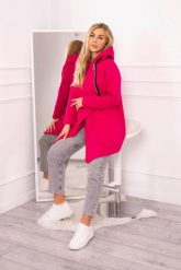 Bluza ocieplana z asymetrycznym suwakiem fuksja. Czerwone bluzy z kapturem damskie KESI, l, z bawełny. Za 238.37 zł.