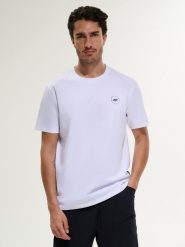 4F T-shirt relaxed z nadrukiem męski - biały L. Białe t-shirty męskie 4f, l, bez wzorów, z bawełny, bez kołnierzyka. W wyprzedaży za 69.99 zł.