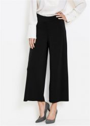 Spodnie culotte z dżerseju. Czarne spodnie materiałowe damskie bonprix, bez wzorów, z dżerseju, eleganckie. Za 104.99 zł.