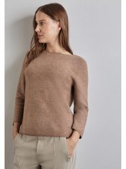 Street One Sweter w kolorze jasnobrązowym rozmiar: 38. Brązowe swetry klasyczne damskie Street One, z bawełny, bez kołnierzyka. Za 105.38 zł.