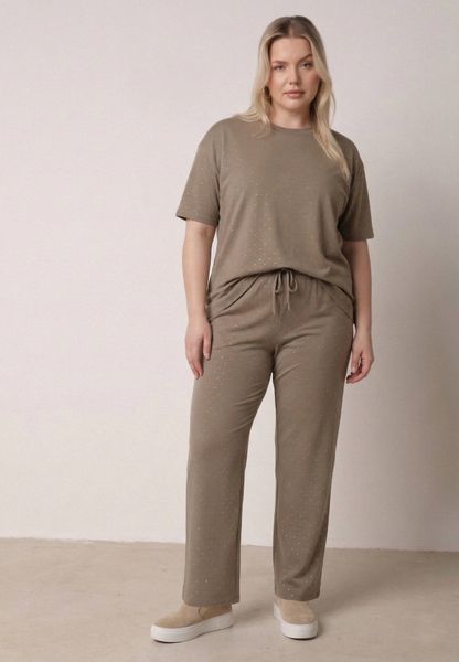 Zielony Komplet Bawełniany o Fasonie Oversize T-shirt i Spodnie Azilane. Zielone spodnie materiałowe damskie Born2be, bez wzorów, z bawełny, eleganckie. Za 119.99 zł.
