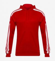 Bluza piłkarska męska adidas Squadra 21 Sweat Hoody. Białe bluzy z kapturem męskie Adidas, m, z bawełny. Za 142.99 zł.