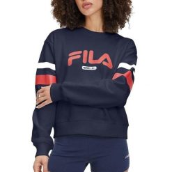 Bluza damska turystyczna Fila Latur Graphic Crew Sweat granatowa. Niebieskie bluzy bez kaptura damskie Fila, m. Za 299.00 zł.