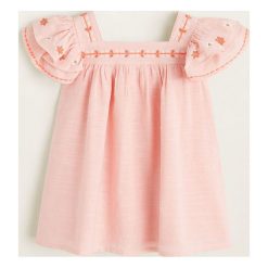 Mango Kids - Sukienka dziecięca Brina 86-80 cm. Czerwone sukienki dziewczęce Mango Kids, z aplikacjami, z bawełny, casualowe, bez ramiączek, krótkie. W wyprzedaży za 49.90 zł.