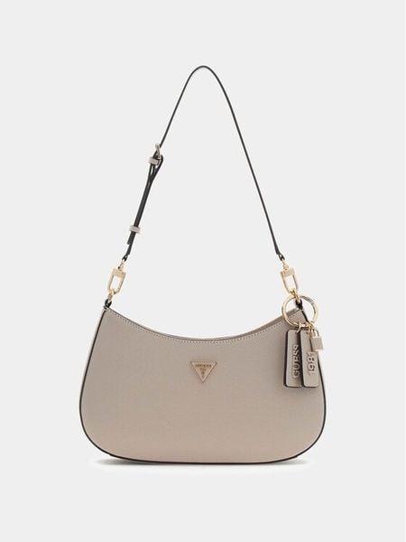 Guess Torebka Noelle II HWZG96 72180 Beżowy. Brązowe listonoszki damskie Guess, z aplikacjami, ze skóry, bez dodatków. Za 549.99 zł.