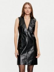 Sisley Sukienka z imitacji skóry 4S6DLV06O Czarny Slim Fit. Czarne sukienki damskie SISLEY, s, bez wzorów, ze skóry, bez kołnierzyka, bez ramiączek. Za 279.99 zł.