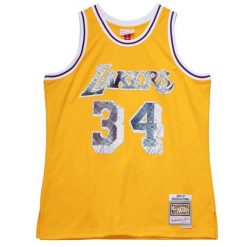 Koszulka NBA Los Angeles Lakers Shaquille O’Neal NBA 75Th 1996. Żółte t-shirty sportowe męskie Mitchell & Ness, s, bez ramiączek, do koszykówki. Za 461.20 zł.