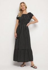 Czarna Sukienka z Bawełną w Kropki Ellisla. Czarne sukienki damskie Born2be, na co dzień, l, bez wzorów, z bawełny, eleganckie, bez kołnierzyka, bez ramiączek, midi. W wyprzedaży za 59.99 zł.