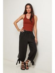 Le Monde du Lin Lniane spodnie w kolorze czarnym rozmiar: 34/36. Czarne spodnie materiałowe damskie Le Monde du Lin, bez wzorów, ze lnu. Za 130.99 zł.