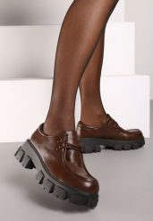Brązowe Półbuty w Stylu Grunge na Platformie ze Sznurowaniem Erinaes. Brązowe półbuty damskie Renee, bez wzorów, z jeansu, eleganckie, bez obcasa, na obcasie. Za 119.99 zł.