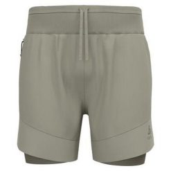 Spodenki męskie Odlo X-ALP TRAIL 6 INCH 2-in-1 short. Szare szorty męskie Odlo, bez wzorów, sportowe. Za 399.99 zł.