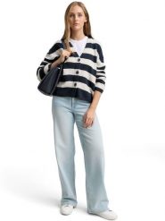 TOM TAILOR Denim Kardigan w kolorze kremowo-granatowym rozmiar: L. Brązowe kardigany damskie Tom Tailor Denim, l, bez wzorów, z denimu. Za 111.84 zł.