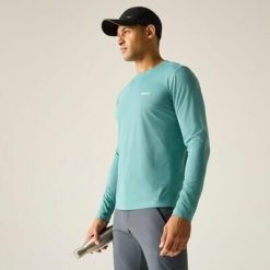 Męska koszulka z długim rękawem Mindo Anti-Insect z siateczki. Zielone koszulki męskie z długim rękawem Regatta, m, z poliesteru. W wyprzedaży za 99.99 zł.