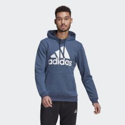 Bluza z kapturem adidas Essentials Big Logo. Białe bluzy sportowe męskie Adidas, bez wzorów, klasyczne, bez kołnierzyka, bez ramiączek. Za 199.00 zł.