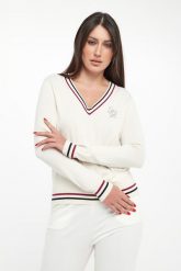 Sweter damski z logo LIU JO. Swetry klasyczne damskie Liu Jo, xs, bez kołnierzyka. Za 429.00 zł.