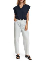Scotch & Soda Top w kolorze granatowym rozmiar: S. Niebieskie topy damskie Scotch & Soda, s, bez wzorów, bez kołnierzyka. Za 144.92 zł.