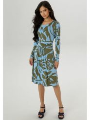 Aniston Sukienka w kolorze oliwkowo-niebieskim rozmiar: 36. Niebieskie sukienki damskie Aniston, bez wzorów, z wiskozy, bez kołnierzyka, bez ramiączek, midi. Za 109.45 zł.