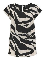 ONLY Bluzka "Nova" w kolorze czarno-białym rozmiar: 34. Białe bluzki damskie Only, bez wzorów, z wiskozy, bez kołnierzyka, bez ramiączek. Za 43.99 zł.