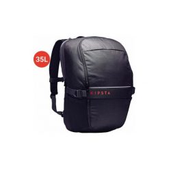 Plecak Classic 35 litrów. Czarne plecaki męskie KIPSTA, bez wzorów, z materiału. Za 69.99 zł.
