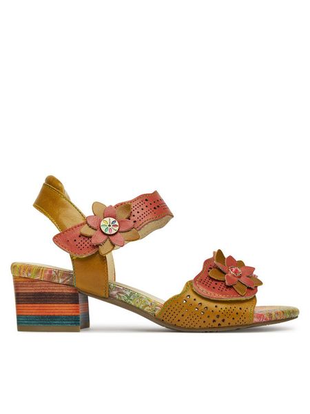 Laura Vita Sandały Hucbio 05 Koralowy. Pomarańczowe sandały damskie Laura Vita, bez wzorów, ze skóry, bez obcasa, na słupku. Za 229.99 zł.