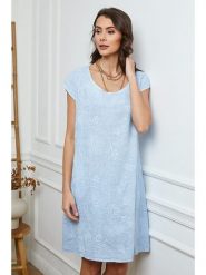 Fleur de Lin Lniana sukienka w kolorze błękitnym rozmiar: XXL. Niebieskie sukienki damskie Fleur de Lin, na co dzień, xxl, bez wzorów, ze lnu, bez kołnierzyka, bez ramiączek, mini, proste. Za 135.81 zł.