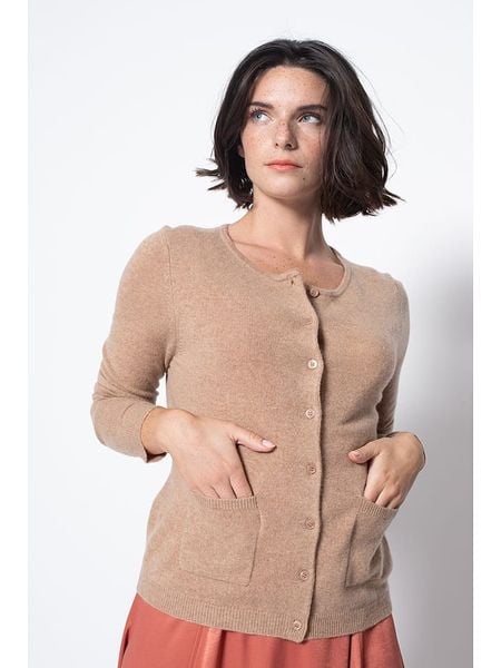 AUTHENTIC CASHMERE Kaszmirowy kardigan "Caron" w kolorze beżowym rozmiar: XXL. Brązowe kardigany damskie AUTHENTIC CASHMERE, xxl, bez wzorów, z kaszmiru. Za 380.34 zł.