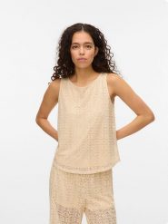 Vero Moda Top w kolorze beżowym rozmiar: S. Brązowe topy damskie Vero Moda, s, bez wzorów, bez kołnierzyka. Za 34.85 zł.