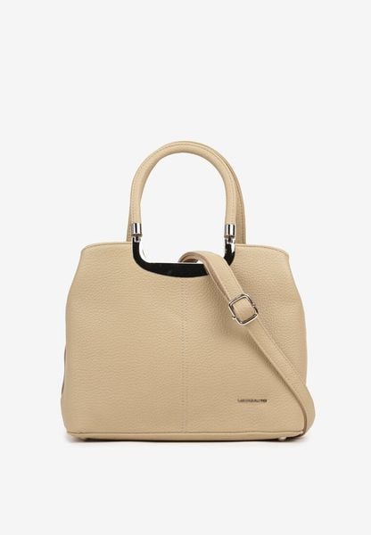 Jasnobeżowa Prostokątna Torebka Klasyczna z Paskiem i Rączką Clarilou. Brązowe torebki klasyczne damskie Renee, bez wzorów, bez dodatków. Za 159.99 zł.