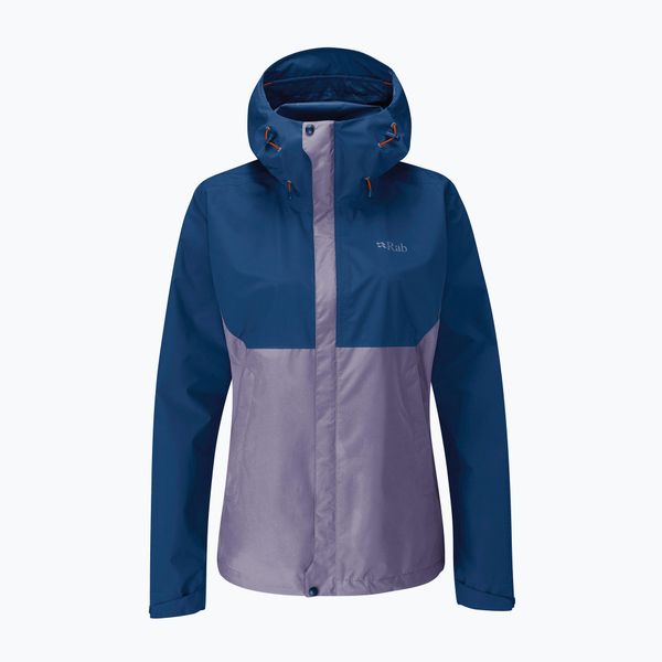 Kurtka przeciwdeszczowa damska Rab Downpour Eco. Niebieskie kurtki damskie RAB, bez kaptura. Za 479.99 zł.