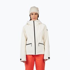Kurtka narciarska damska Rossignol Rochrun Insulated. Białe kurtki damskie Rossignol, bez wzorów, bez kaptura, narciarskie. Za 1,099.00 zł.