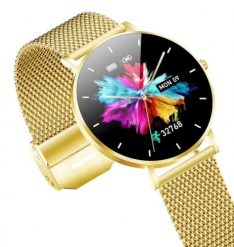 Smartwatch zegarek damski Alexa Lux Gold + różowy pasek. Czerwone, cyfrowe zegarki damskie Manta Multimedia Sp. z o.o. Za 225.99 zł.