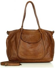 Shopper bag MARCO MAZZINI brązowy v86h. Brązowe shopper bag damskie bez wzorów, ze skóry, bez dodatków. Za 489.25 zł.