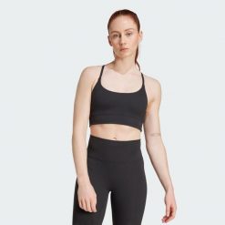Biustonosz adidas All Me Light Support Rib Bra Long Line. Czarne biustonosze Adidas, bez wzorów. Za 219.00 zł.