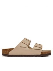 Birkenstock Klapki Arizona 1031510 Beżowy. Brązowe klapki damskie Birkenstock, bez wzorów, z syntetyku, bez obcasa. Za 381.99 zł.