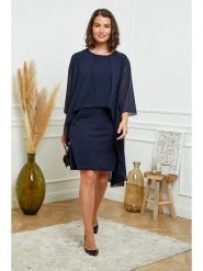 Curvy Lady Sukienka w kolorze granatowym rozmiar: 44/46. Niebieskie sukienki damskie Curvy Lady, bez wzorów, klasyczne, bez kołnierzyka, bez ramiączek, mini. Za 125.45 zł.