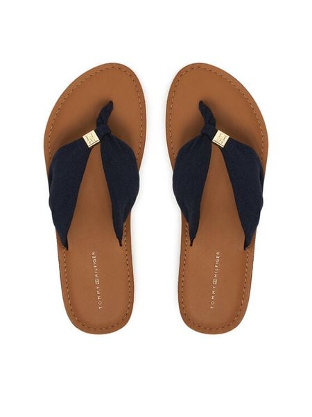 Tommy Hilfiger Japonki Th Ltr Footbed Summer Sandal FW0FW09194 Granatowy. Niebieskie klapki damskie Tommy Hilfiger, bez wzorów, z materiału, bez obcasa. Za 229.99 zł.