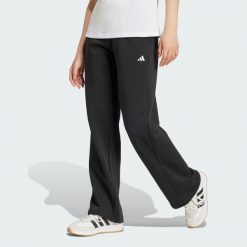 Spodnie Essentials Small Logo Feel Cozy Open-Hem. Czarne spodnie materiałowe damskie Adidas, bez wzorów, z bawełny, klasyczne, z standardowym stanem. Za 199.00 zł.
