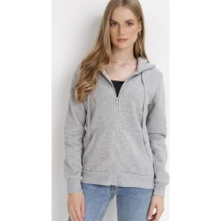 Szara Bluza z Kapturem Zapinana na Suwak Bran. Szare bluzy z kapturem damskie Born2be, s, z materiału. Za 39.99 zł.
