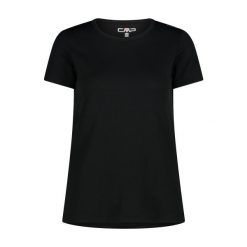 Koszulka damska CMP. Czarne bluzki damskie CMP, bez wzorów, sportowe, bez kołnierzyka, bez ramiączek. W wyprzedaży za 41.99 zł.