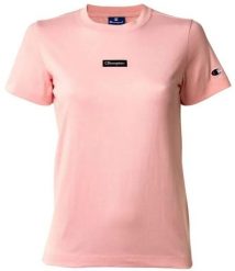 Damska koszulka Champion różowa. Czerwone t-shirty damskie CHAMPION, s, z aplikacjami, z bawełny, bez kołnierzyka. Za 166.99 zł.