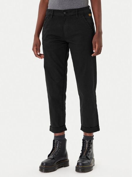 G-Star Raw Spodnie materiałowe Kate D25257-C106 Czarny Boyfriend Fit. Czarne spodnie materiałowe damskie G-Star Raw, bez wzorów, z bawełny, retro. Za 349.99 zł.