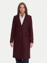 Tommy Hilfiger Płaszcz wełniany WW0WW46547 Bordowy Regular Fit. Czerwone płaszcze damskie Tommy Hilfiger, na zimę, bez wzorów, z wełny. Za 1,129.00 zł.
