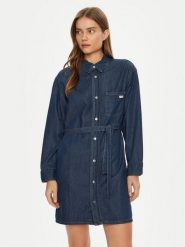 Calvin Klein Jeans Sukienka koszulowa J20J225008 Granatowy Regular Fit. Niebieskie sukienki damskie Calvin Klein Jeans, xs, bez wzorów, z bawełny, bez kołnierzyka, bez ramiączek, koszulowe. Za 289.99 zł.