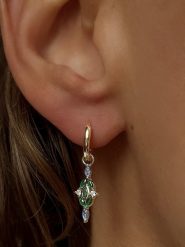 Les Petites Précieuses Pozłacane kolczyki-kreole z cyrkoniami rozmiar: onesize. Zielone kolczyki damskie Les Petites Précieuses, z cyrkonią, pozłacane. Za 134.85 zł.